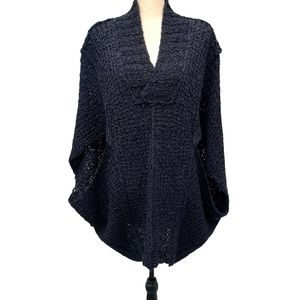 ALL SAINTS NAVY SILK ENEZ JUMPER SWEATER TUNIC - VERY OVERSIZED